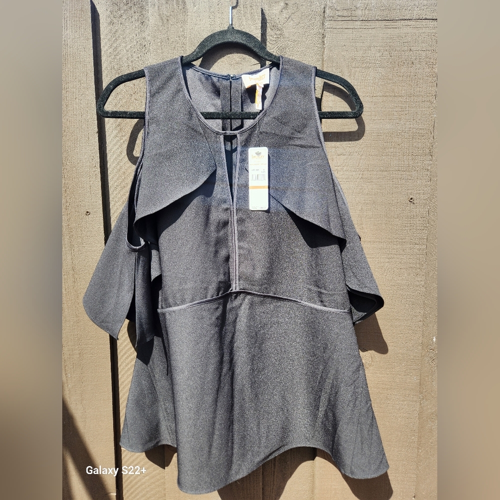 Laundry By Shelli Segal Elegant Black Cold Shoulder Top - Picture 3 of 14